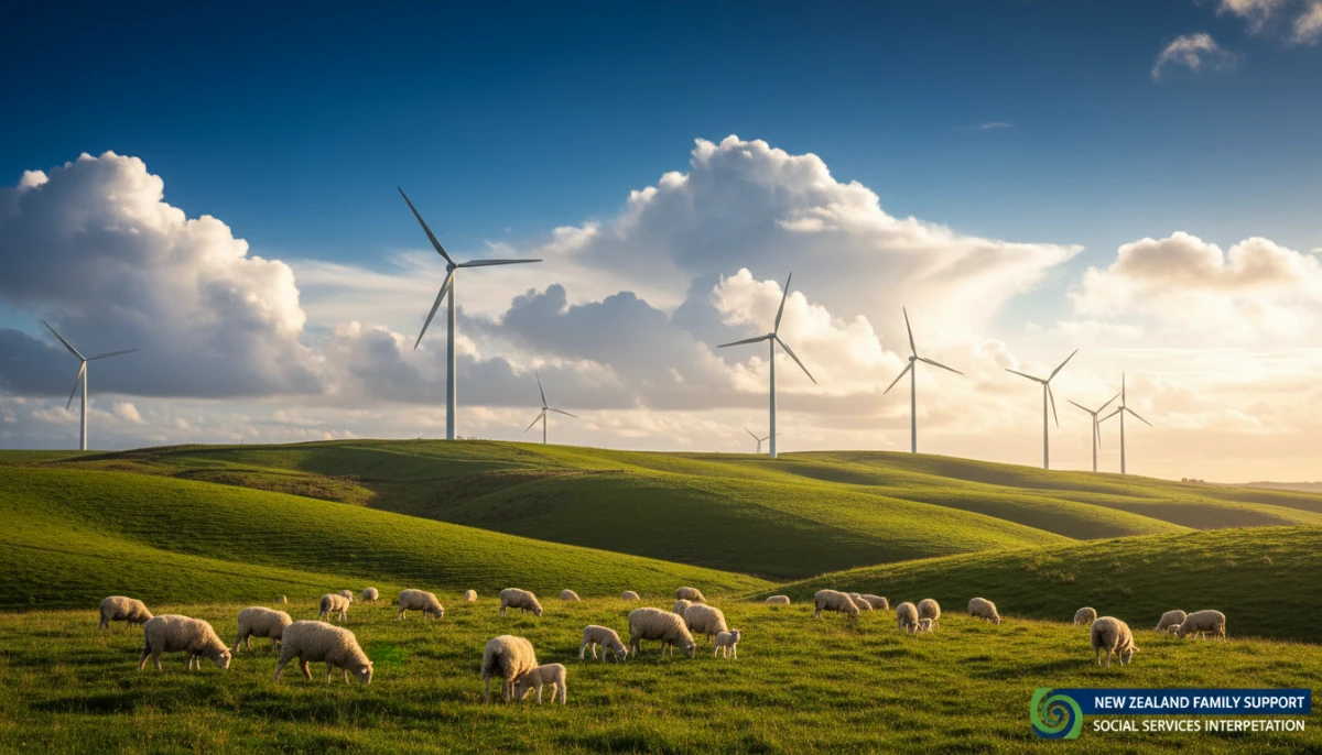 Renewable energy wind turbines in rural New Zealand