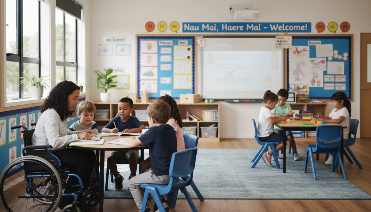 A student receiving support through ORRS funding NZ in a modern classroom.