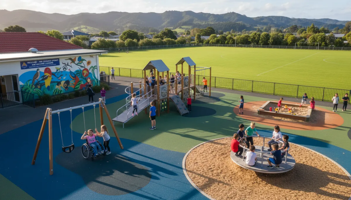 Inclusive playground supported by ORRS funding NZ initiatives.