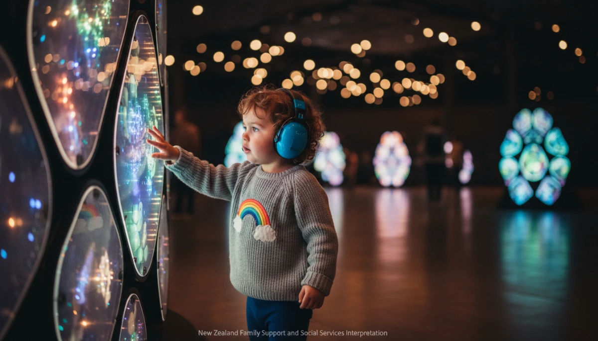 Child using noise-cancelling headphones at sensory friendly events Wellington