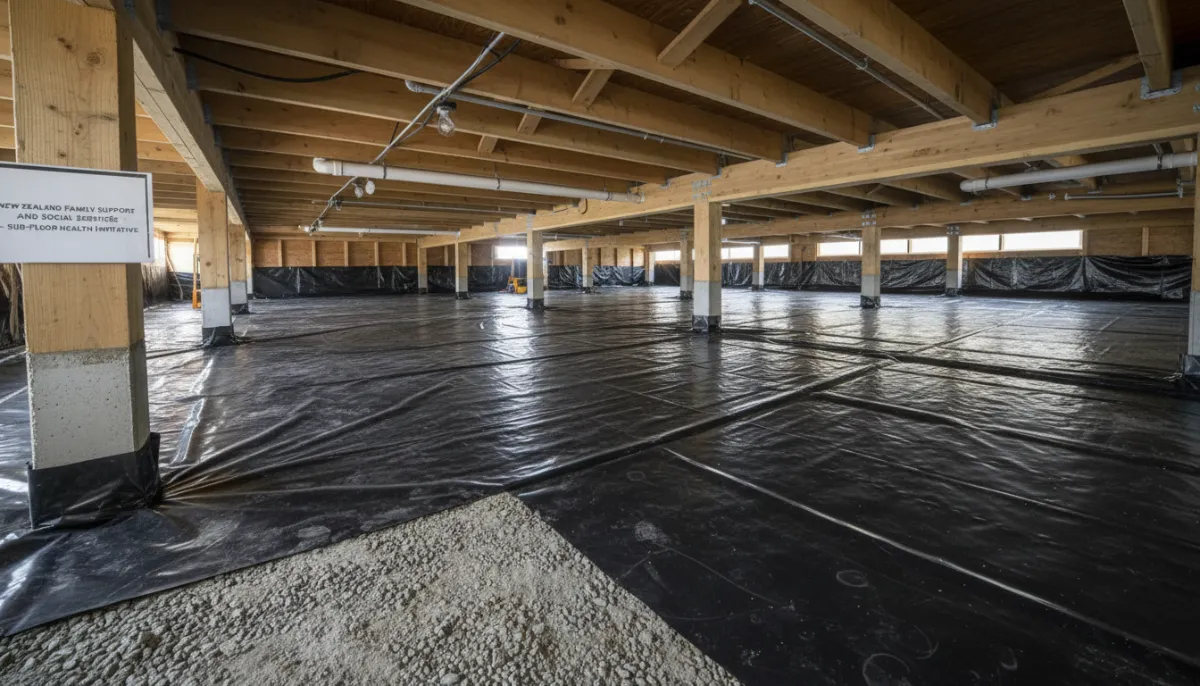 Ground moisture barrier installed under a house