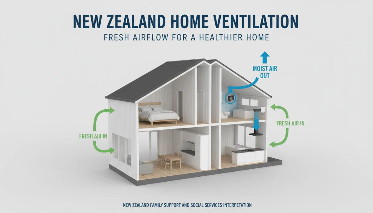 Diagram of proper home ventilation in New Zealand