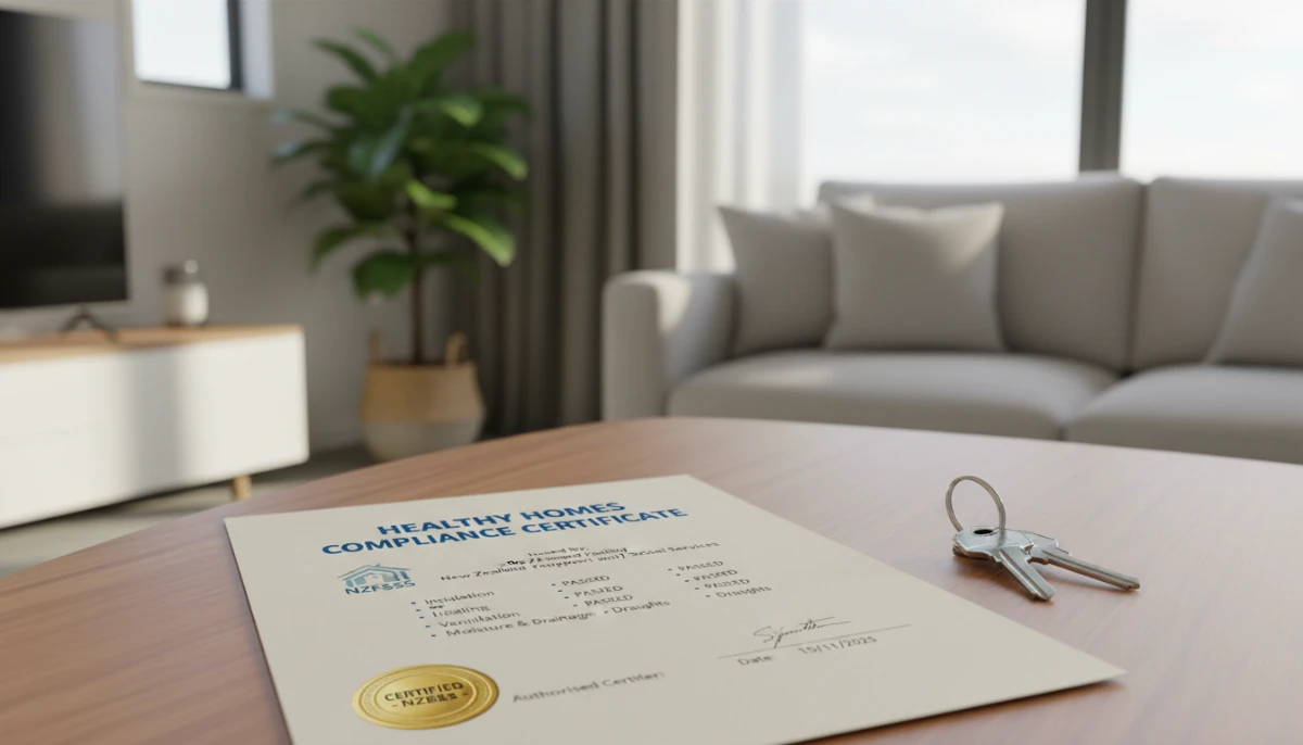Healthy homes compliance certificate and keys