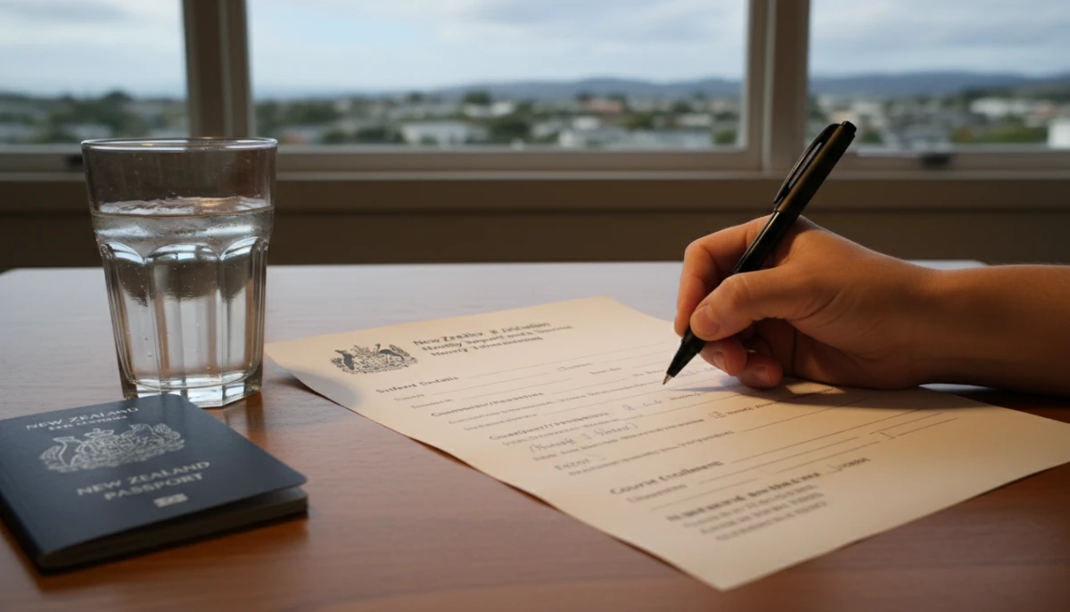 Completing forms for enrolling in correspondence school in NZ