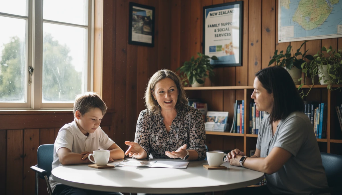 School counselor meeting with NZ family
