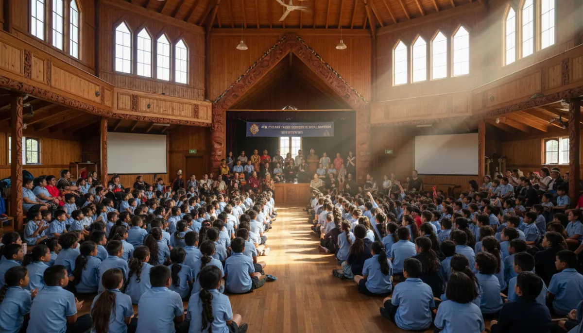 Vibrant NZ school assembly hall