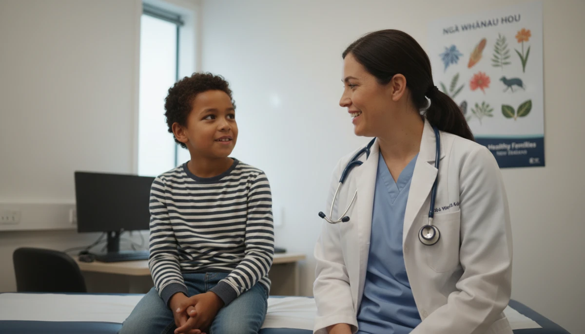 GP consulting with a young child in New Zealand