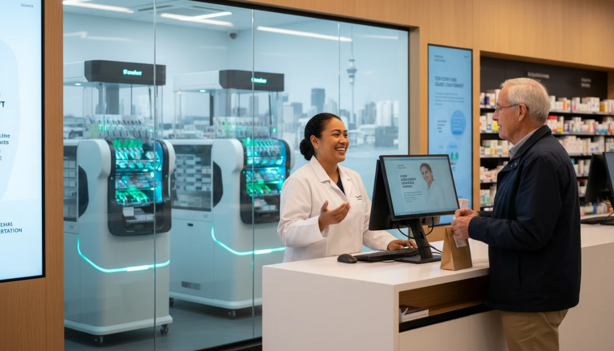 Pharmacist processing a prescription subsidy card electronically