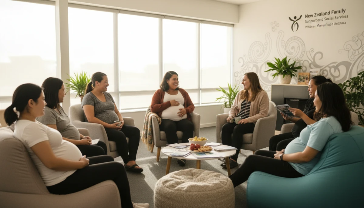 New Zealand pregnancy support group meeting