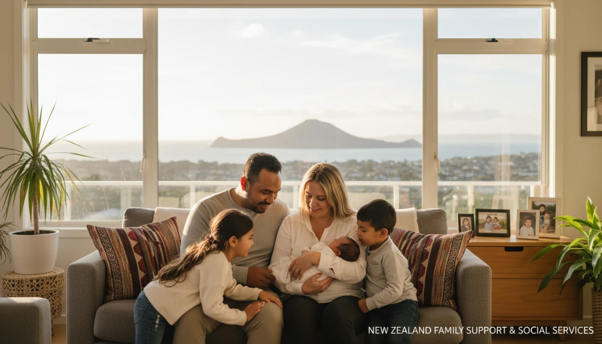 Happy New Zealand family with newborn baby celebrating paid parental leave nz 2024