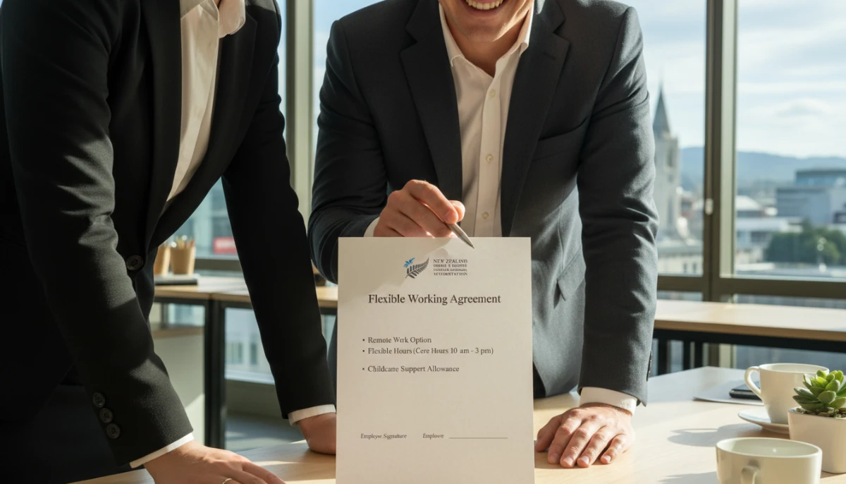 signing a flexible working agreement in New Zealand