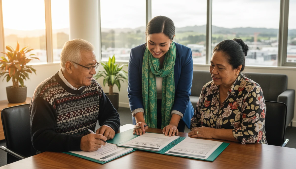 Volunteer helping clients after they book CAB appointment