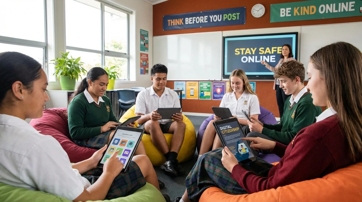 New Zealand students learning about the legal age for social media nz
