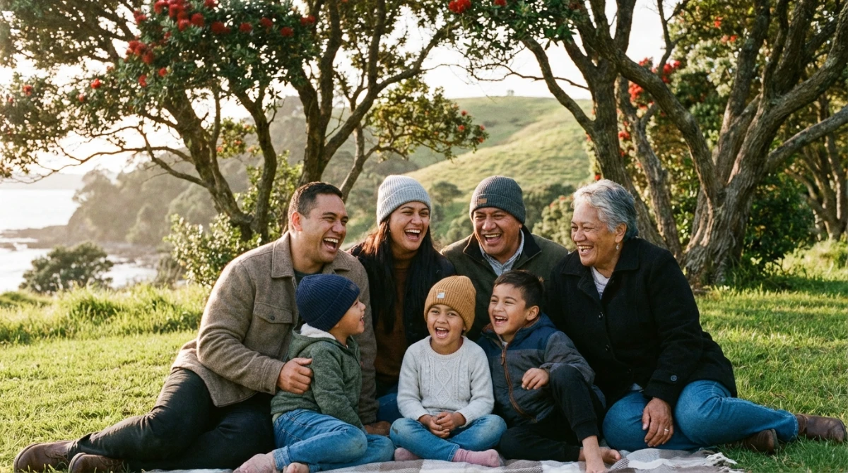 Kiwi family enjoying a park in Auckland