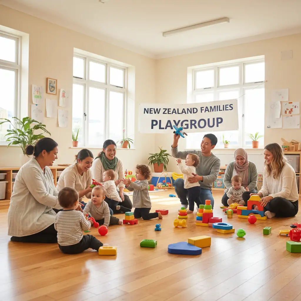 Diverse New Zealand parents and toddlers at a playgroup near me