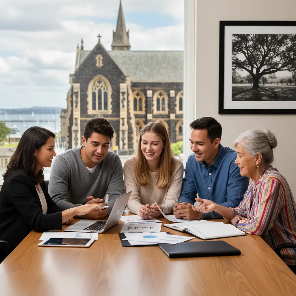 Dunedin family receiving financial advice from budgeting services