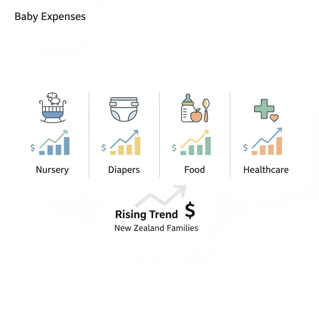 Infographic breaking down how much a baby costs NZ by category