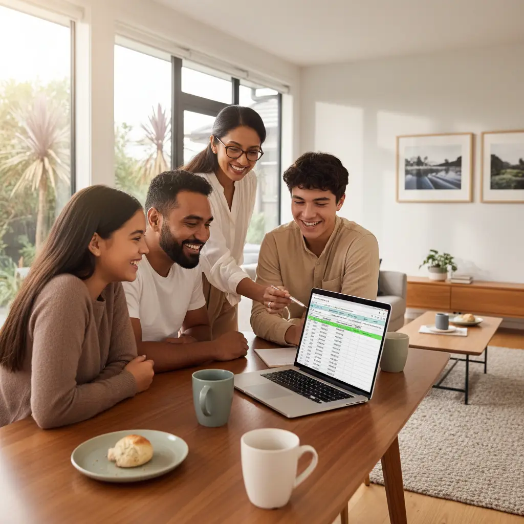 New Zealand family learning about budgeting services near me