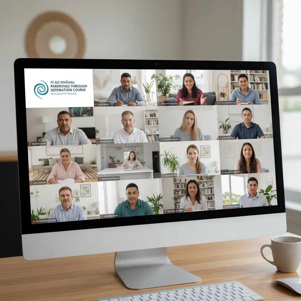 Parents learning co-parenting skills in a New Zealand online course