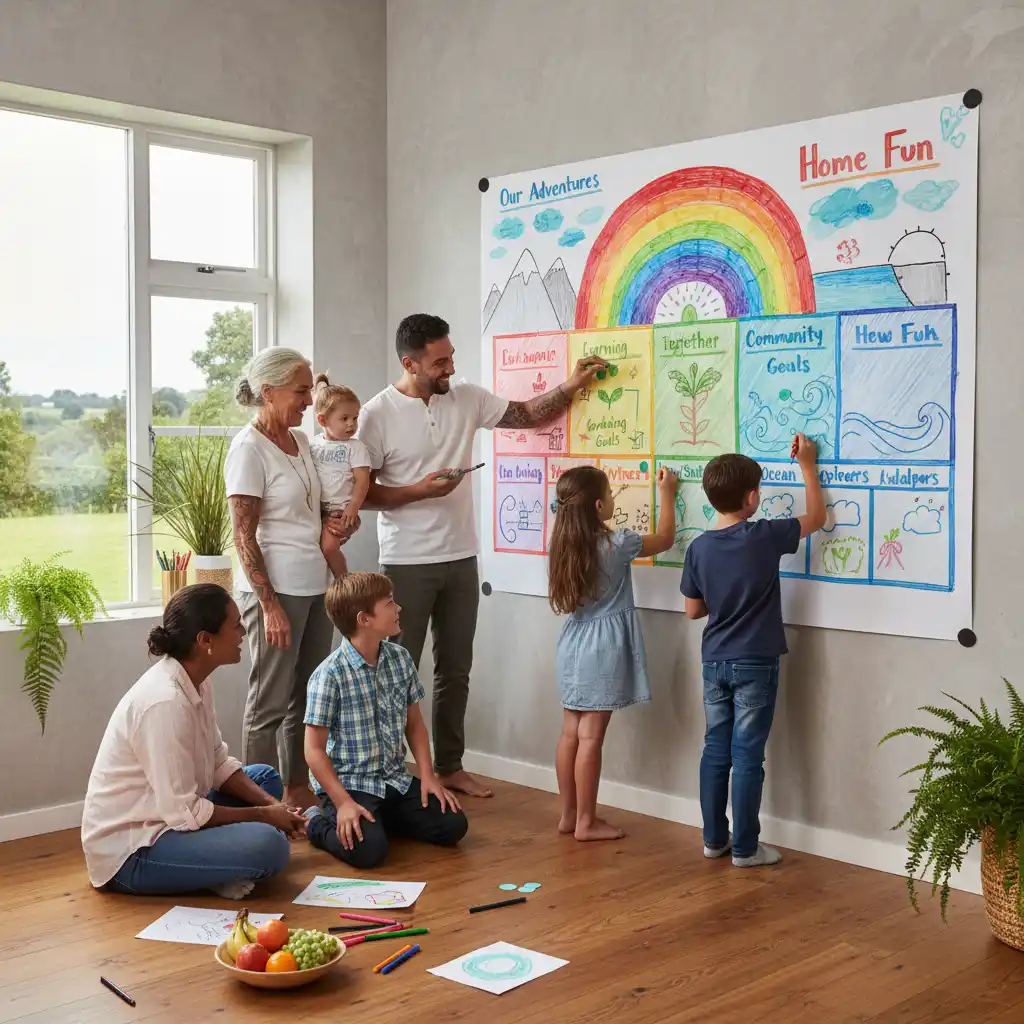 Family members planning and setting goals for their whānau wellbeing journey