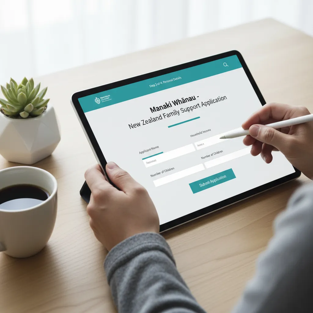 Person filling out online application for single parent support allowance