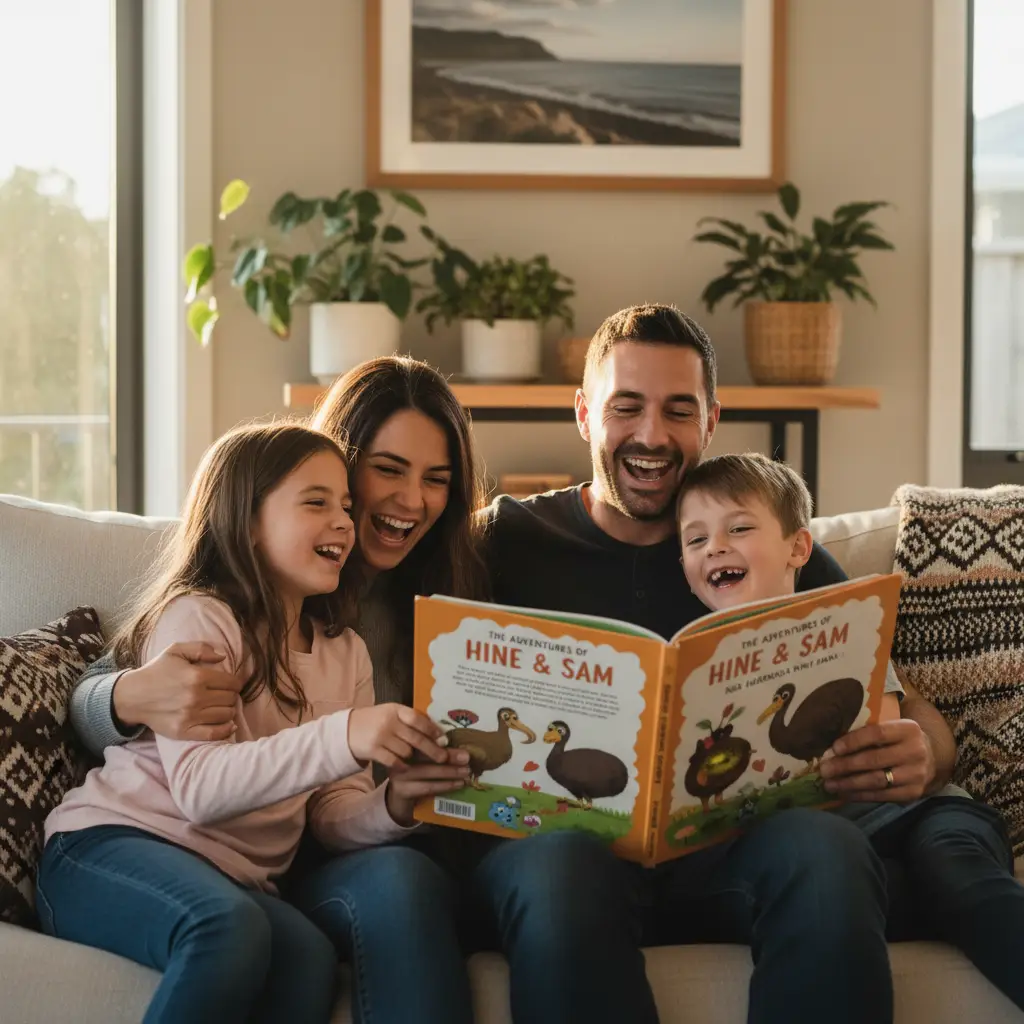 New Zealand family connecting through bilingual story time
