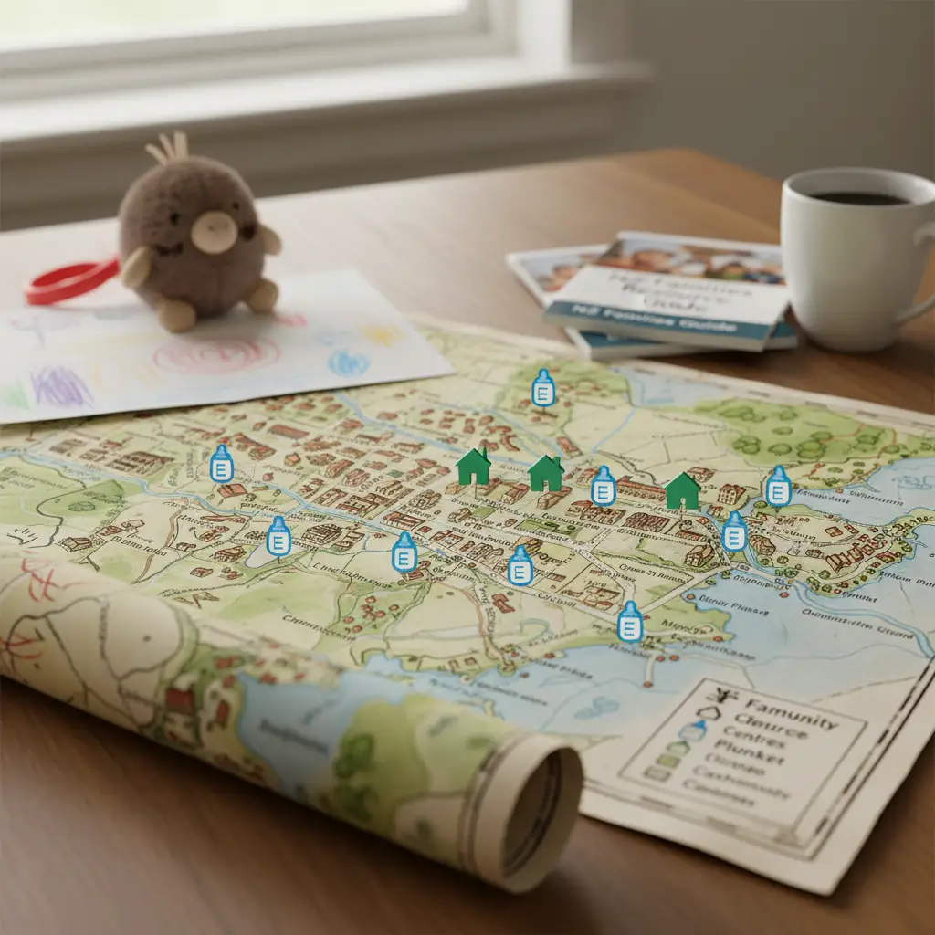 Map showing locations of free parenting resources in Christchurch