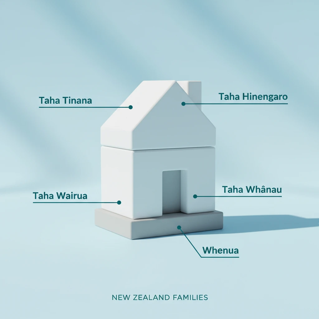 Diagram of Te Whare Tapa Whā components