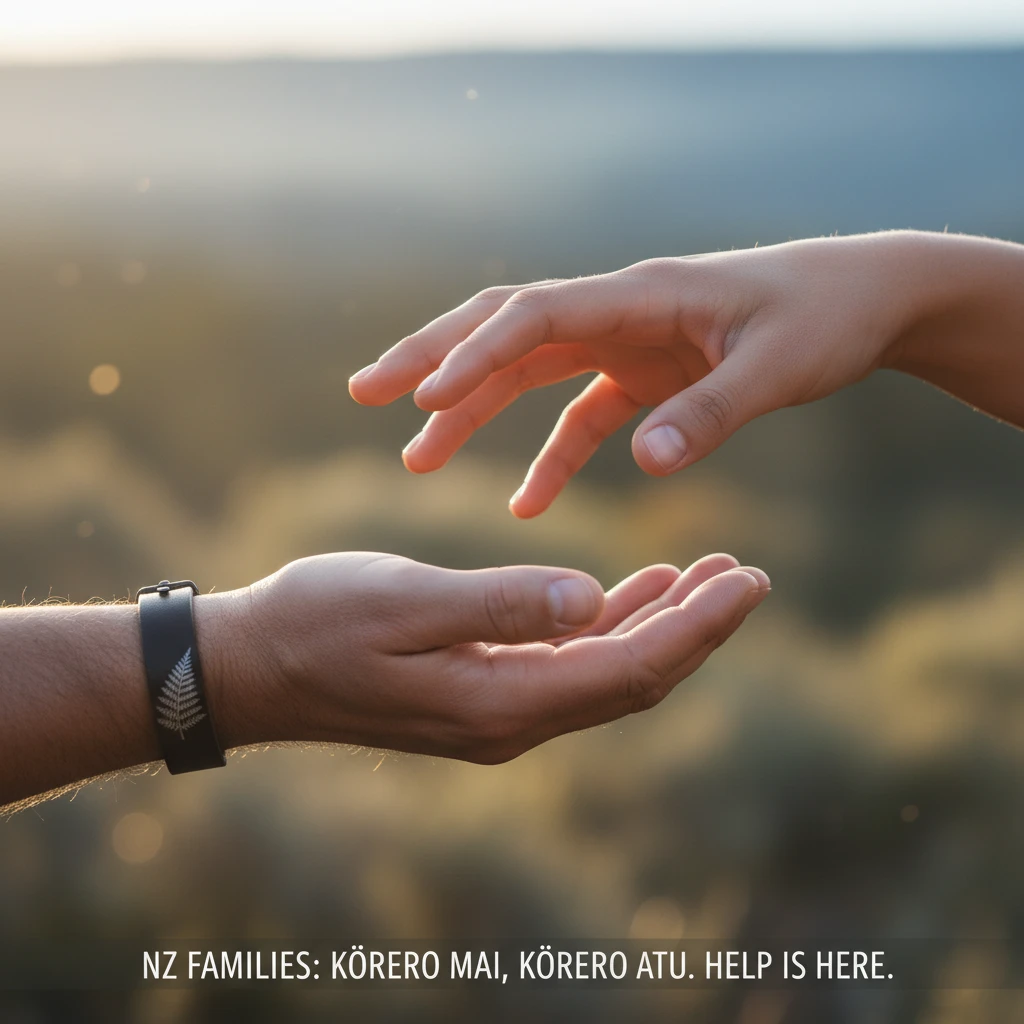 Symbolic image of hands seeking and offering help for family violence