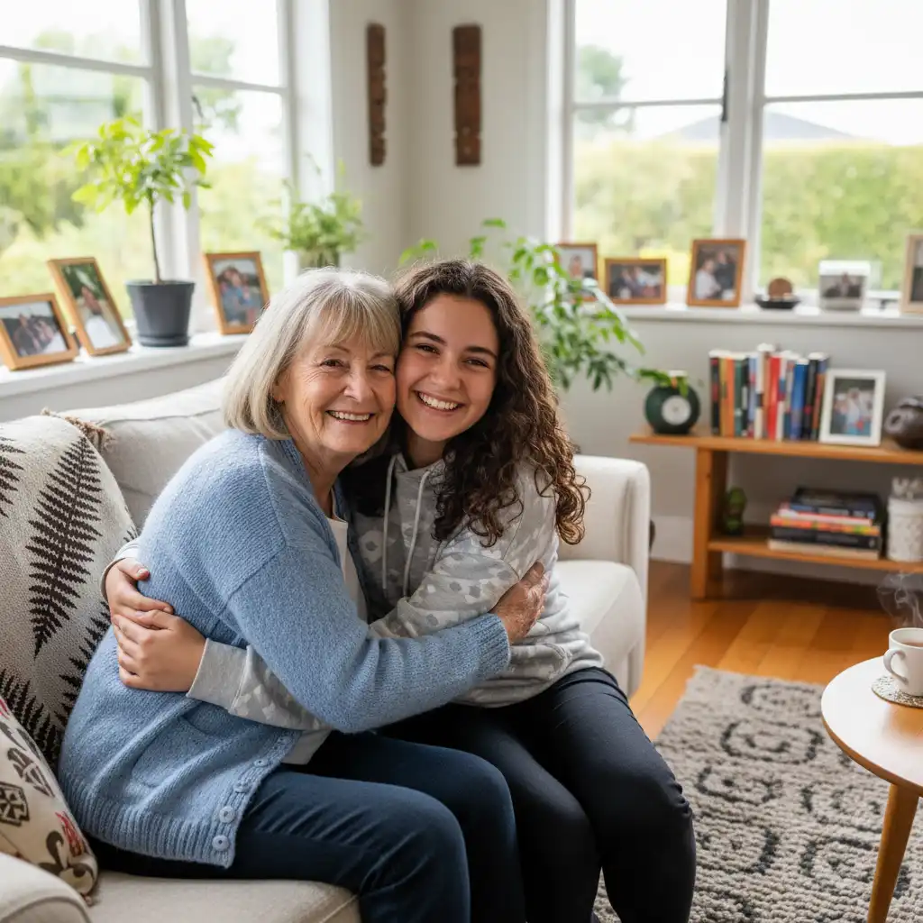 Grandparent and grandchild sharing a comforting hug, highlighting the importance of grandparent relationships