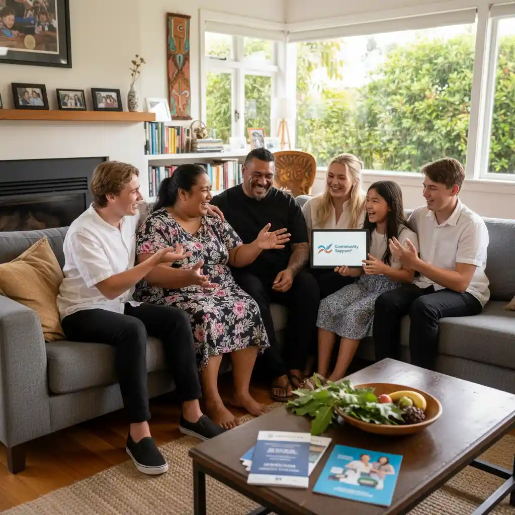 Happy diverse family benefiting from family support services Auckland