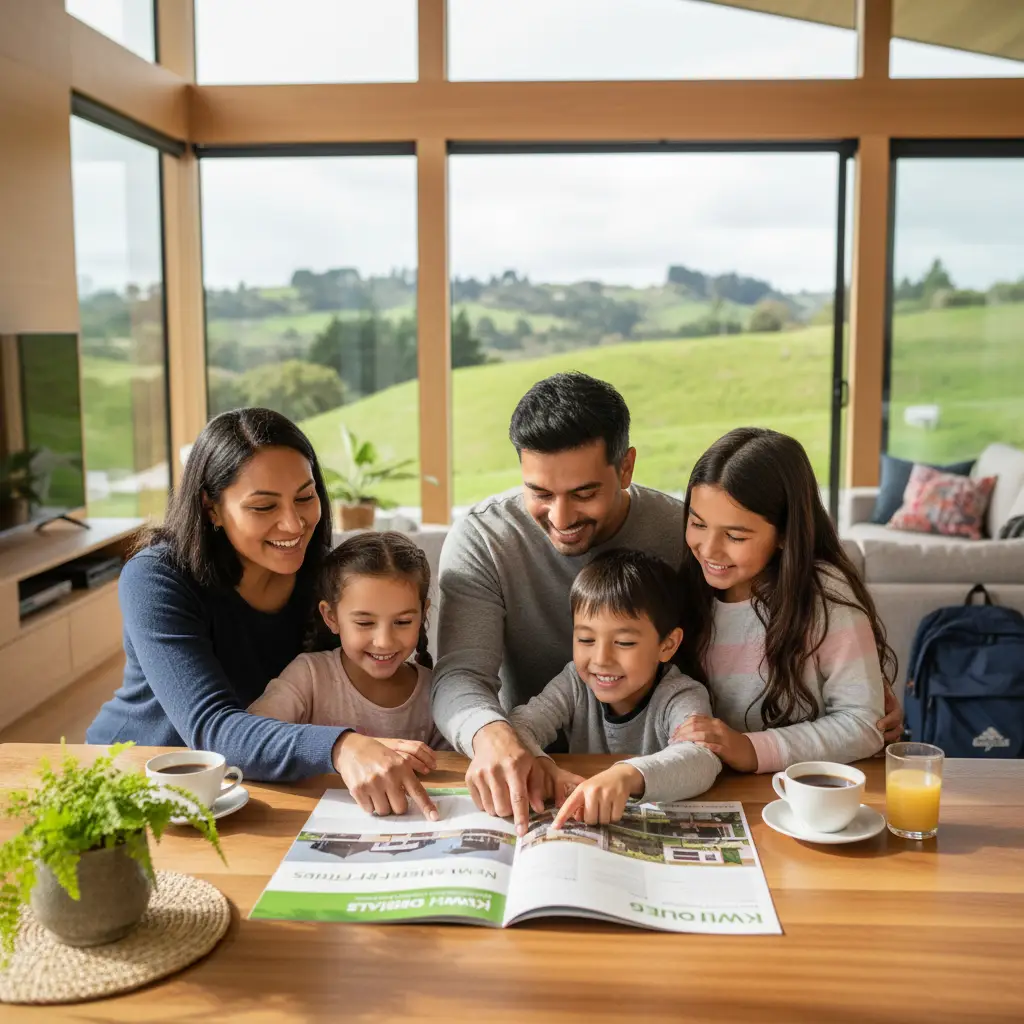 Large New Zealand family reviewing housing support options