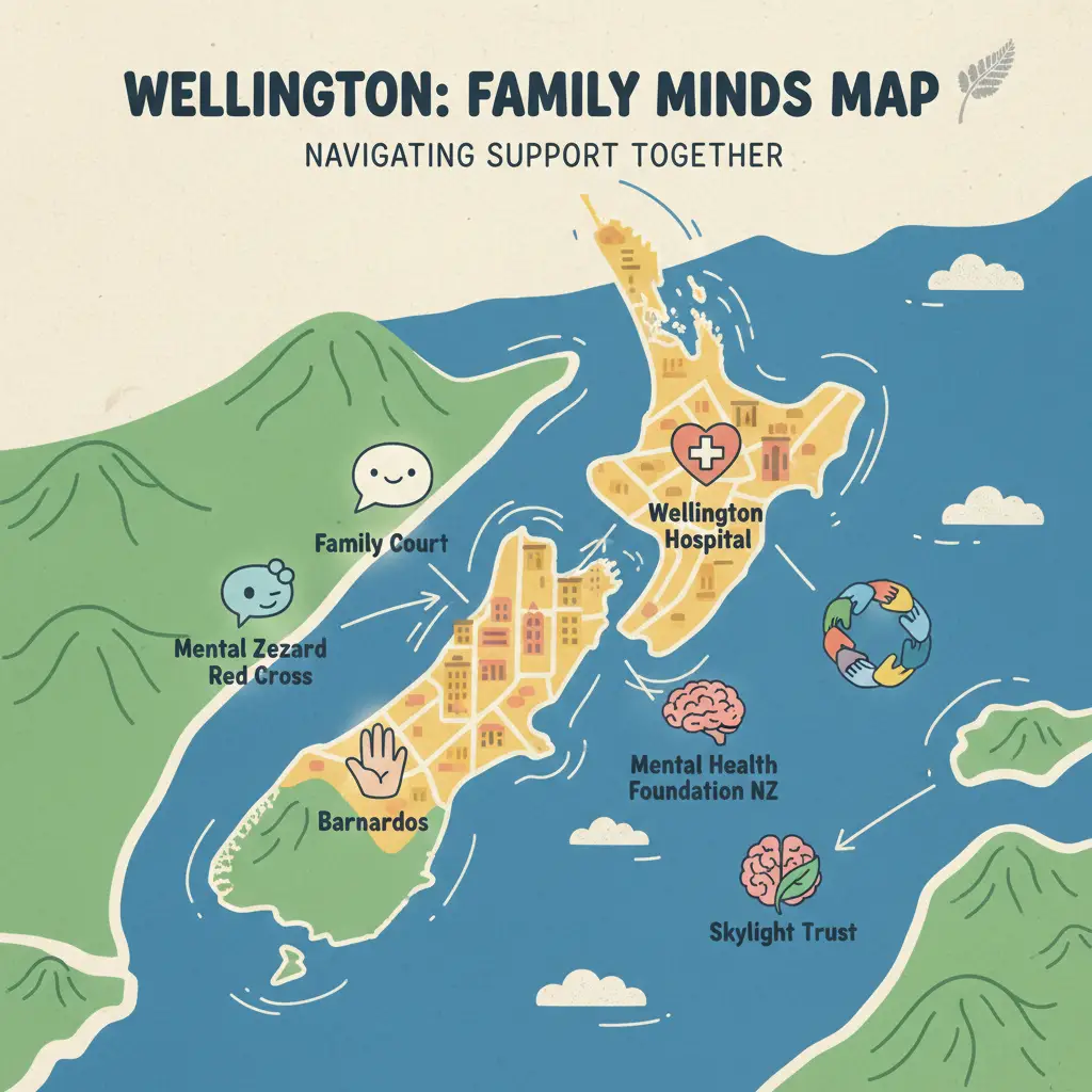 Map showing youth mental health services in Wellington
