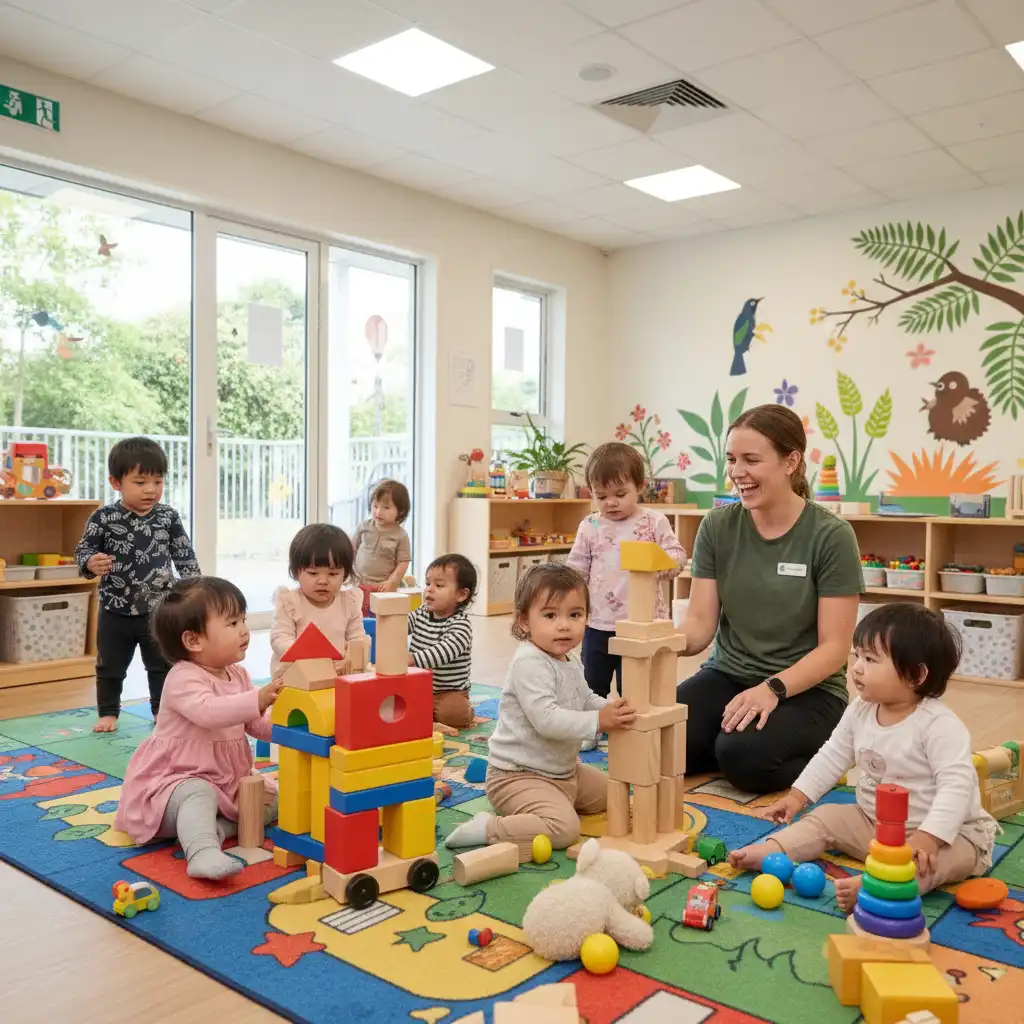 Happy children playing in an NZ childcare center, supported by childcare subsidies NZ