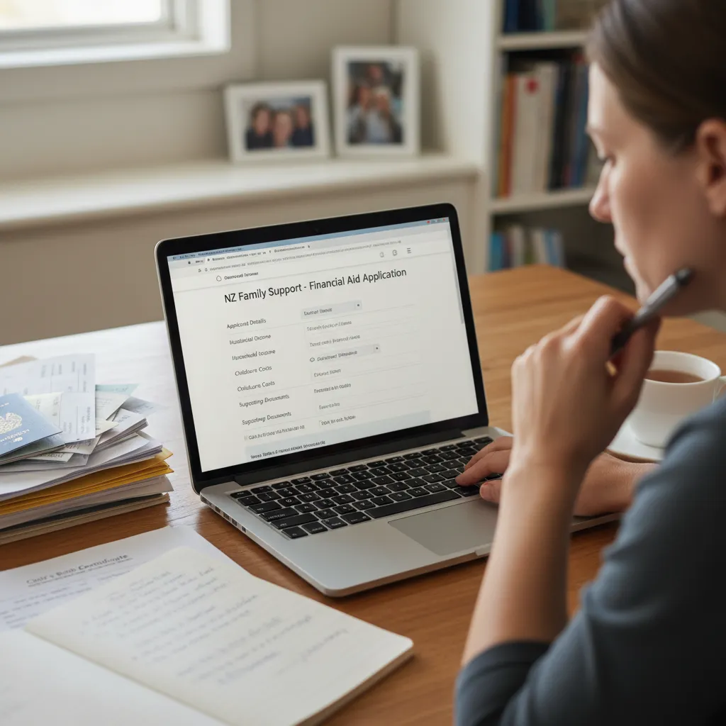 Person applying for family tax credit NZ online with documents