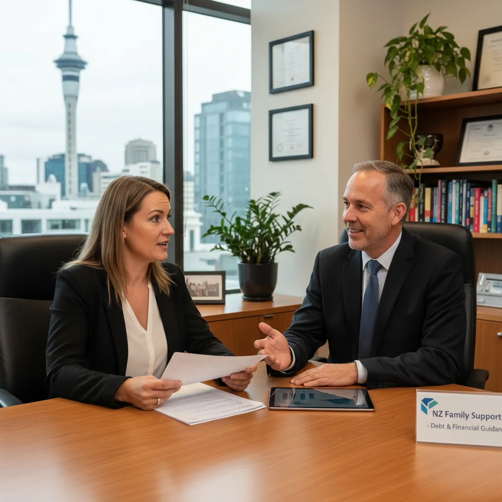 NZ individual seeking free debt advice from an advisor