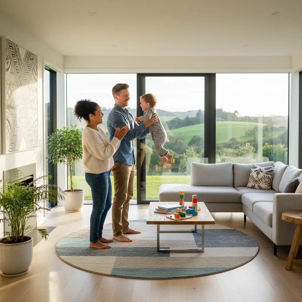 Happy parents co-parenting in New Zealand