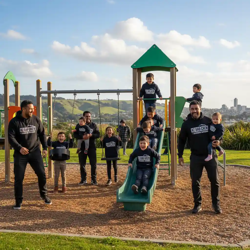 New Zealand dad group playing with children