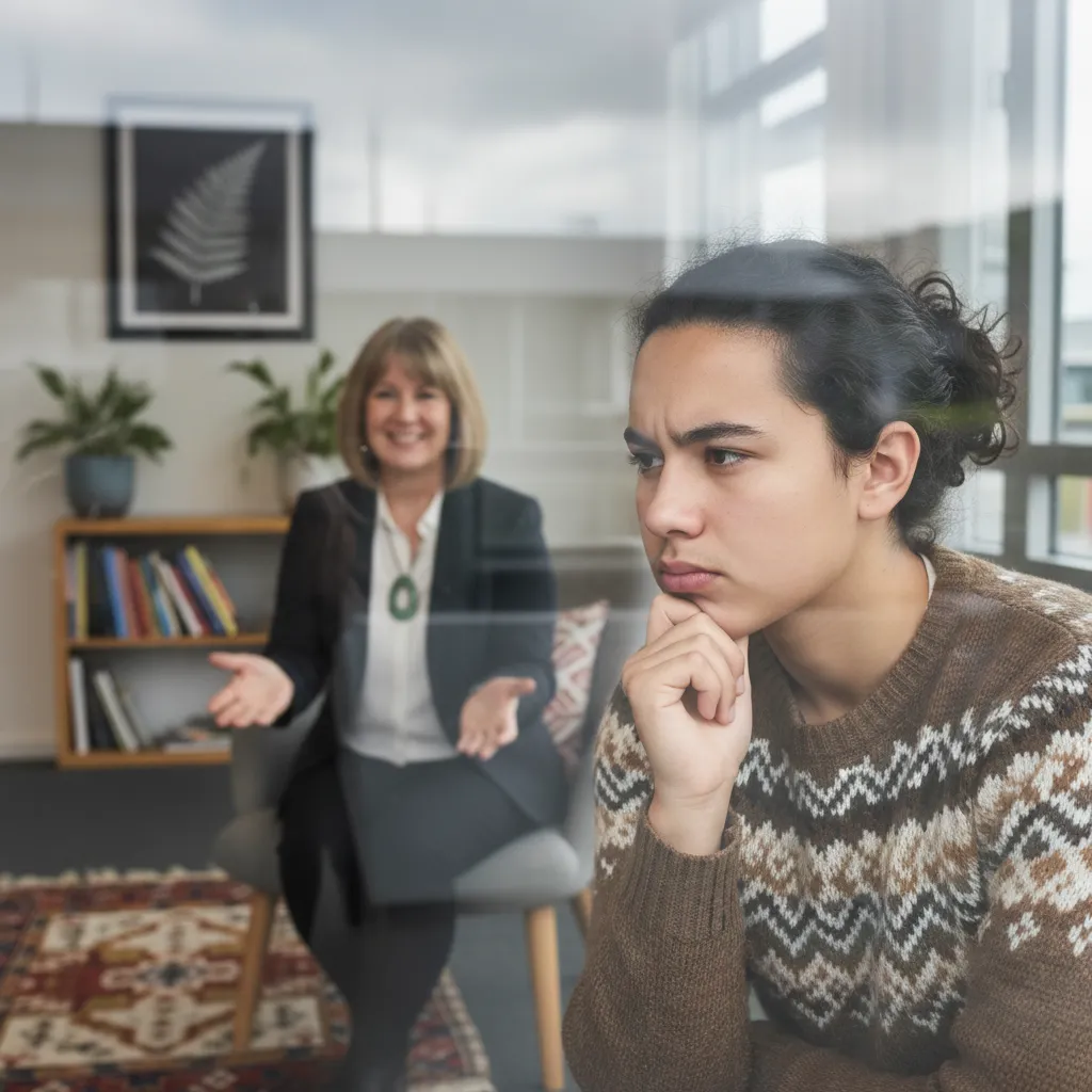 Teenager receiving mental health crisis support in NZ