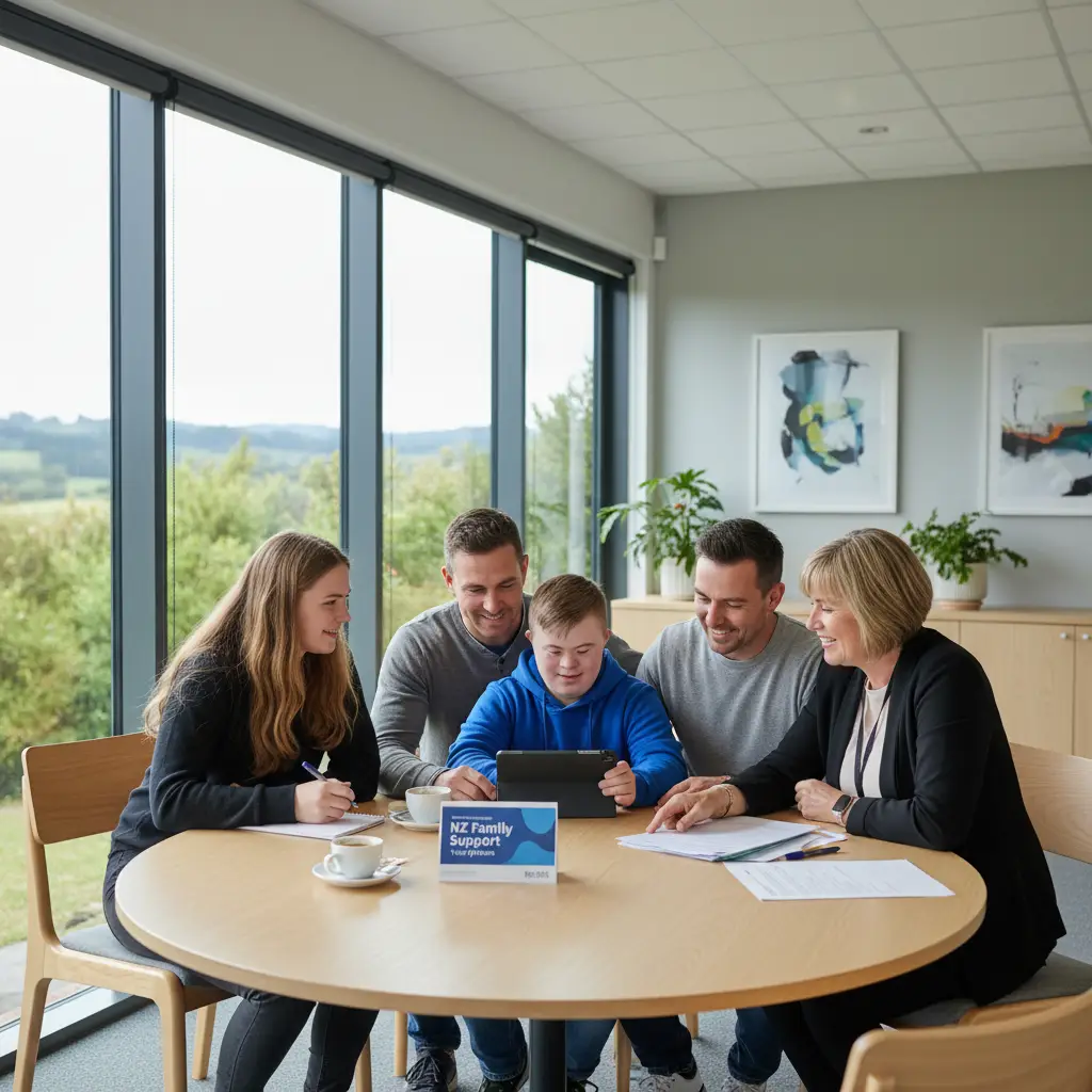 Family receiving disability support advice in NZ